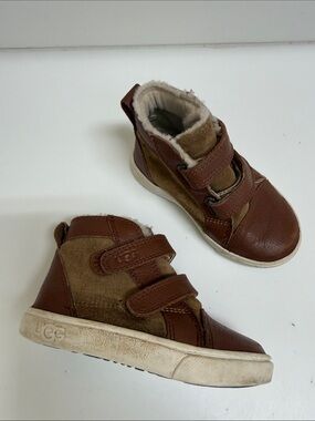 UGG Toddler Brown Leather & Suede High Top Sneakers